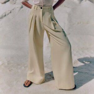 ME+EM  linen-blend wide pleated pant